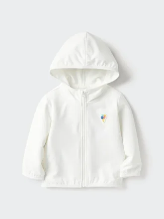 Bebek UV Korumalı File Kapüşonlu Sweatshirt