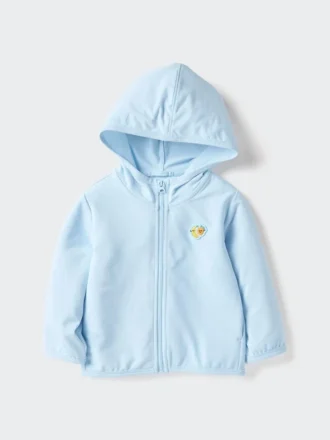 Bebek UV Korumalı File Kapüşonlu Sweatshirt