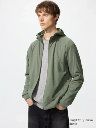 Erkek DRY-EX UV Korumalı Tam Fermuarlı Kapüşonlu Sweatshirt