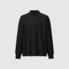 Erkek Fırçalanmış Jersey Mock Neck Uzun Kollu Tişört