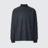 Erkek Fırçalanmış Jersey Mock Neck Uzun Kollu Tişört