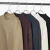 Erkek Fırçalanmış Jersey Mock Neck Uzun Kollu Tişört