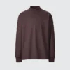 Erkek Fırçalanmış Jersey Mock Neck Uzun Kollu Tişört