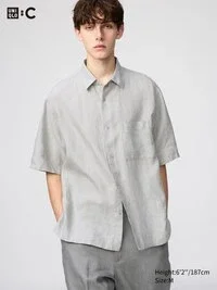 Erkek Premium Linen Oversized Gömlek | Kısa Kollar