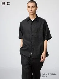 Erkek Premium Linen Oversized Gömlek | Kısa Kollar