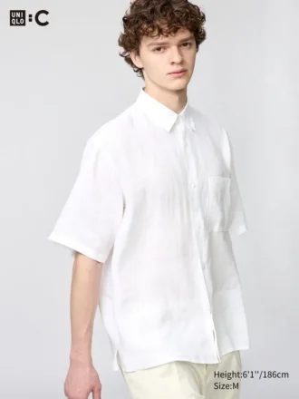 Erkek Premium Linen Oversized Gömlek | Kısa Kollar