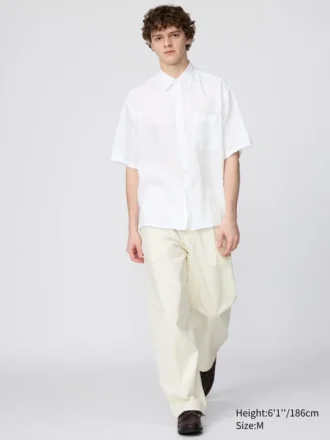 Erkek Premium Linen Oversized Gömlek | Kısa Kollar
