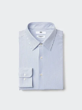 Erkek Süper Ütü Gerektirmeyen Jersey Slim Gömlek | Çizgili