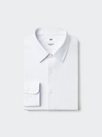 Erkek Süper Ütü Gerektirmeyen Jersey Slim Gömlek | Normal Yaka | Çizgili