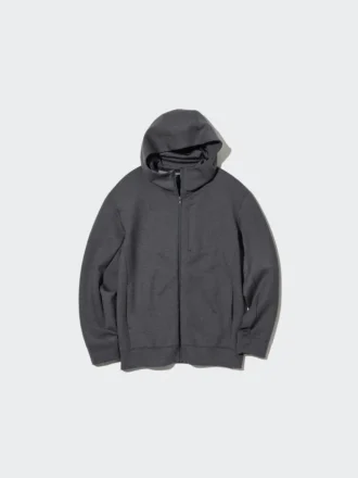 Erkek Streç Kuru Ter Uzun Kollu Tam Fermuarlı Kapüşonlu Sweatshirt