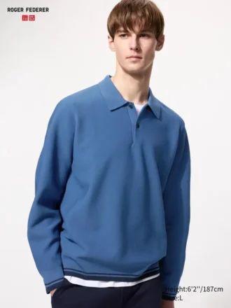 Erkek Yıkanabilir 3D Knit Polo | Uzun Kollular