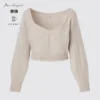 Kadın 3D Knit Hacimli Uzun Kollu Kazak