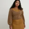 Kadın 3D Knit Hacimli Uzun Kollu Kazak