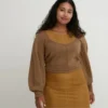 Kadın 3D Knit Hacimli Uzun Kollu Kazak