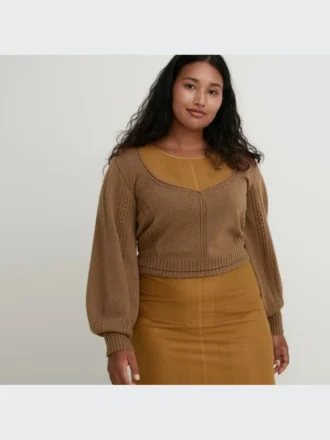 Kadın 3D Knit Hacimli Uzun Kollu Kazak