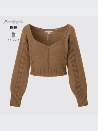 Kadın 3D Knit Hacimli Uzun Kollu Kazak