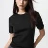 Kadın 3D Knit Merinos Kazak | Yarım Kol