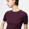 Kadın 3D Knit Merinos Kazak | Yarım Kol