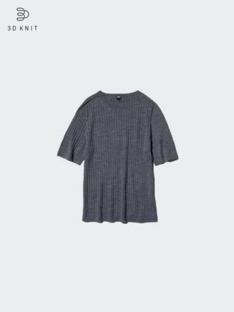 Kadın 3D Knit Merinos Kazak | Yarım Kol
