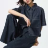 Kadın Denim Boxy Gömlek | Yarım Kol Kadın Denim Boxy Gömlek | Yarım Kol