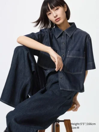 Kadın Denim Boxy Gömlek | Yarım Kol