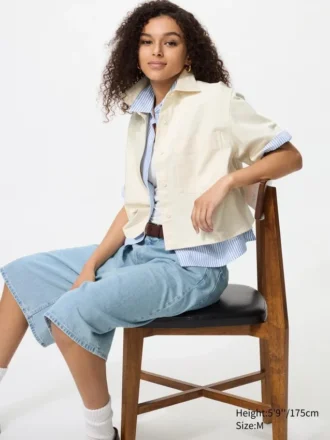 Kadın Denim Boxy Gömlek | Yarım Kol