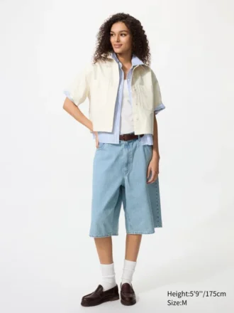 Kadın Denim Boxy Gömlek | Yarım Kol