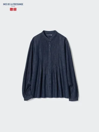 Kadın Denim Pintuck Kısa Kollu Şort Gömlek