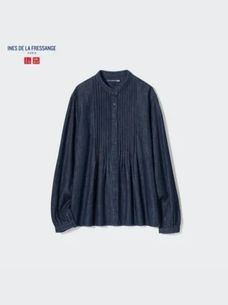 Kadın Denim Pintuck Kısa Kollu Şort Gömlek