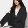 Kadın Dry Sweat Rahat Tam Fermuarlı Kapüşonlu Sweatshirt