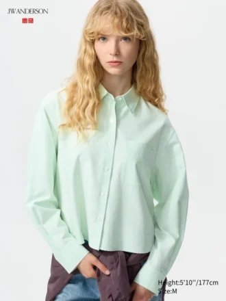 Kadın Oxford Boxy Cropped Gömlek
