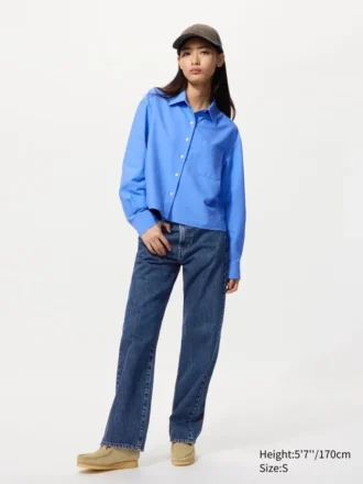 Kadın Oxford Boxy Cropped Gömlek