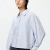 Kadın Oxford Boxy Cropped Gömlek | Kareli