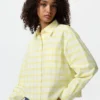 Kadın Oxford Boxy Cropped Gömlek | Kareli
