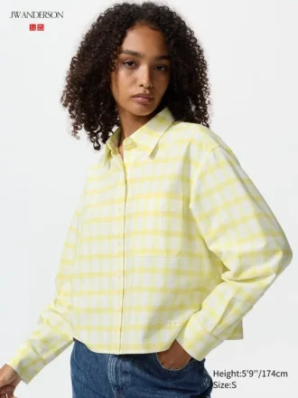 Kadın Oxford Boxy Cropped Gömlek | Kareli