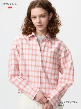 Kadın Oxford Boxy Cropped Gömlek | Kareli