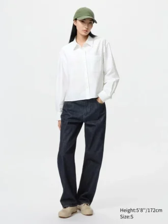 Kadın Oxford Boxy Cropped Gömlek