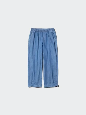 Kadın Pamuklu Bol Ayak Bileği Pantolon | Denim