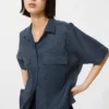 Kadın Premium Linen Skipper Boxy Gömlek | Kısa Kollar Kadın Premium Linen Skipper Boxy Gömlek | Kısa Kollar