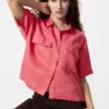 Kadın Premium Linen Skipper Boxy Gömlek | Kısa Kollu Kadın Premium Linen Skipper Boxy Gömlek | Kısa Kollu
