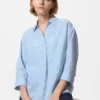 Kadın Premium Linen Skipper Yaka 3/4 Kollu Gömlek | Çizgili
