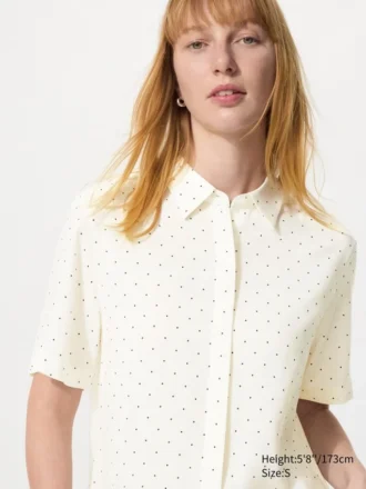 Kadın Rayon Kısa Kollu Bluz | Noktalı