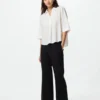 Kadın Rayon Skipper Yaka 3/4 Kollu Bluz | Çizgili