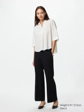 Kadın Rayon Skipper Yaka 3/4 Kollu Bluz | Çizgili