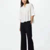 Kadın Rayon Skipper Yaka 3/4 Kollu Bluz | Çizgili