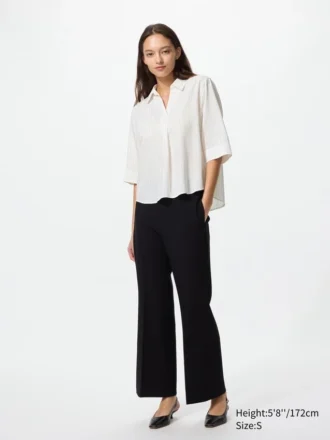 Kadın Rayon Skipper Yaka 3/4 Kollu Bluz | Çizgili
