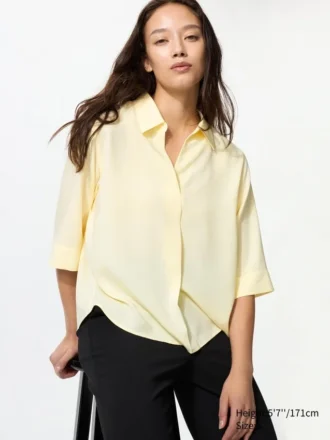 Kadın Rayon Skipper Yaka Bluz | 3/4 Kol