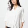 Kadın Rayon Skipper Yaka Bluz | 3/4 Kol