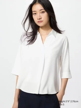 Kadın Rayon Skipper Yaka Bluz | 3/4 Kol