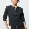 Kadın Ribana Henley Yaka Tişört Kadın Ribana Henley Yaka Tişört